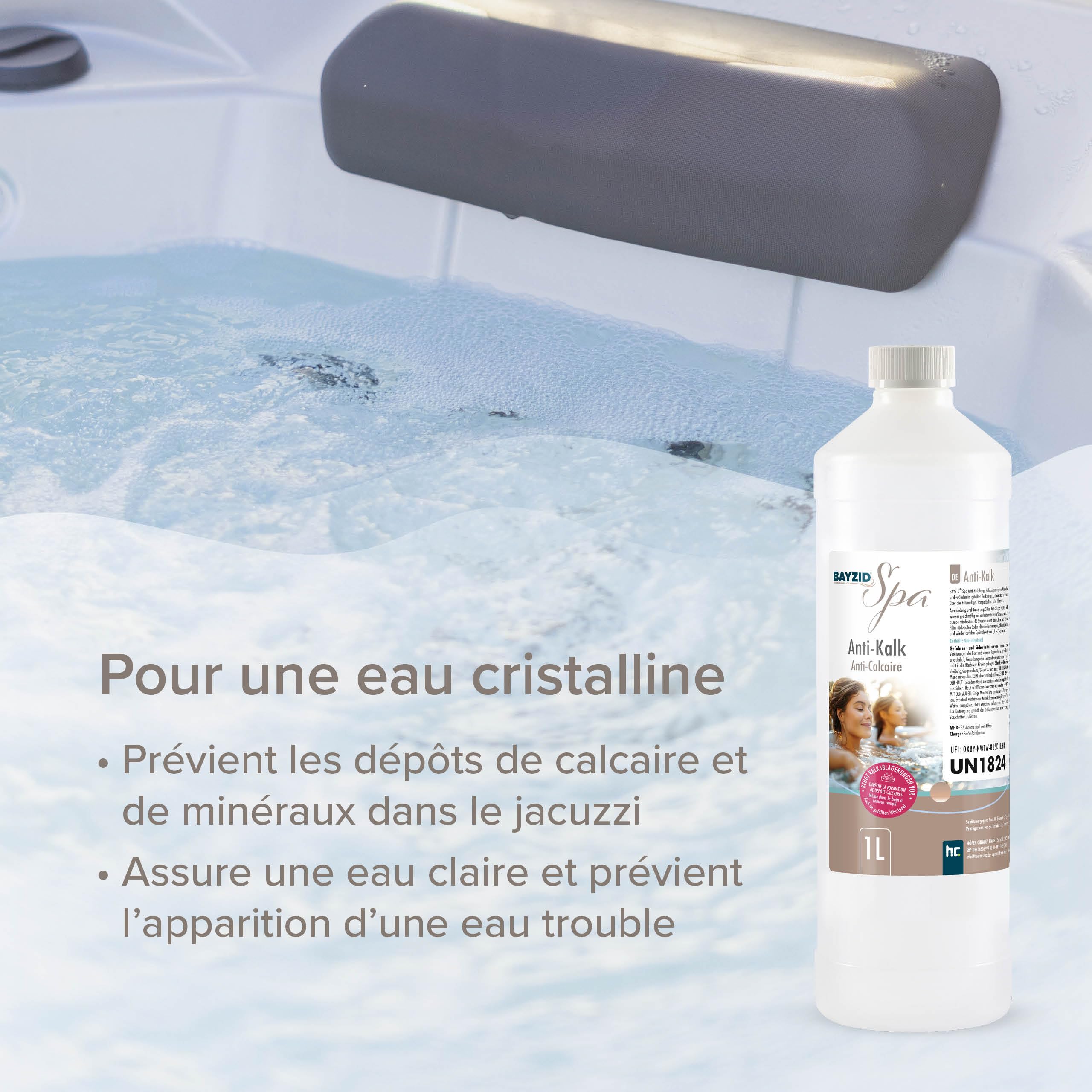 Bayzid SPA Anti-Calcaire 6 x 1 L - Anti-Calcaire Piscine - Qualité Premium