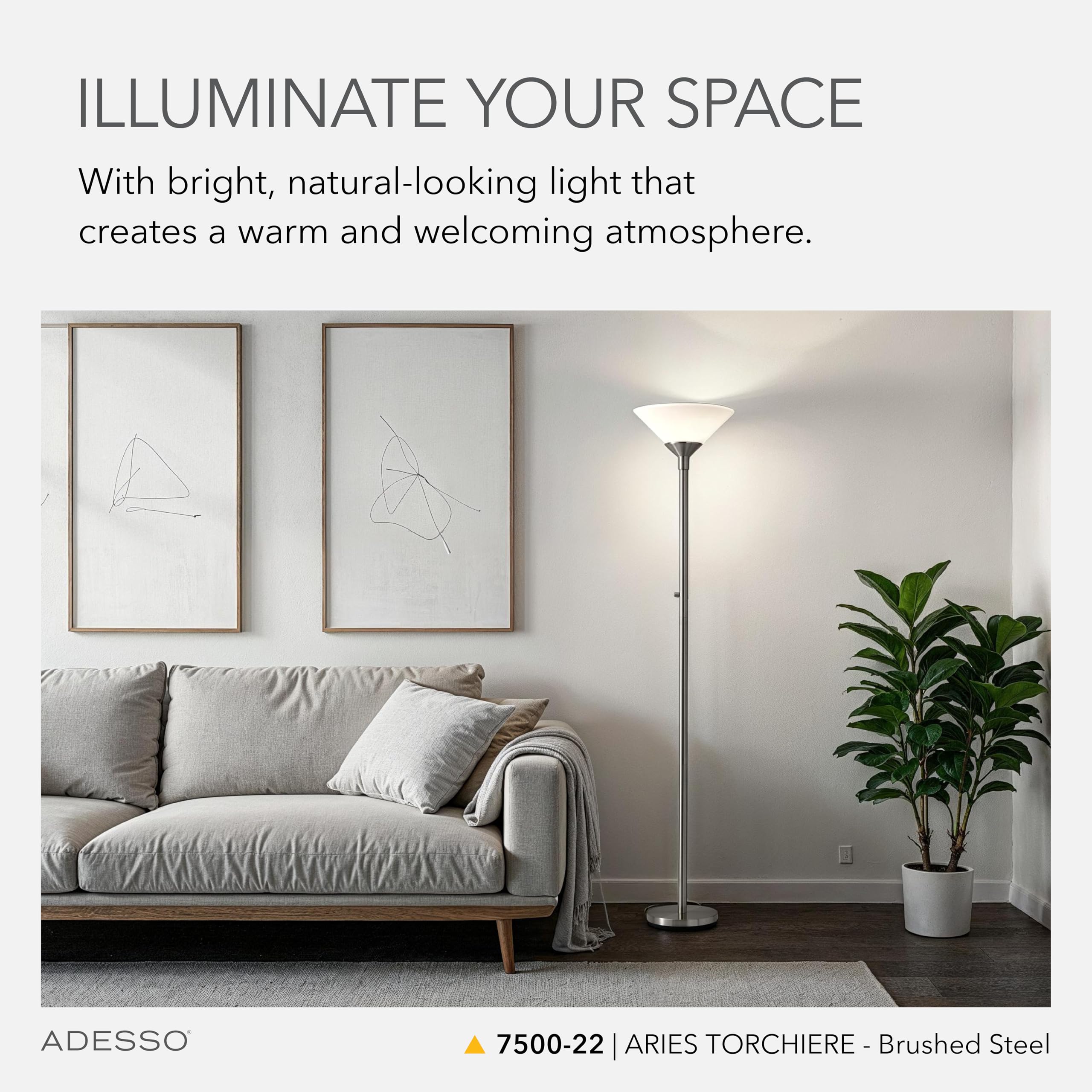 Amazon.co.jp: Adesso フロアスタンド 白熱フロアランプ 185.4h 7500