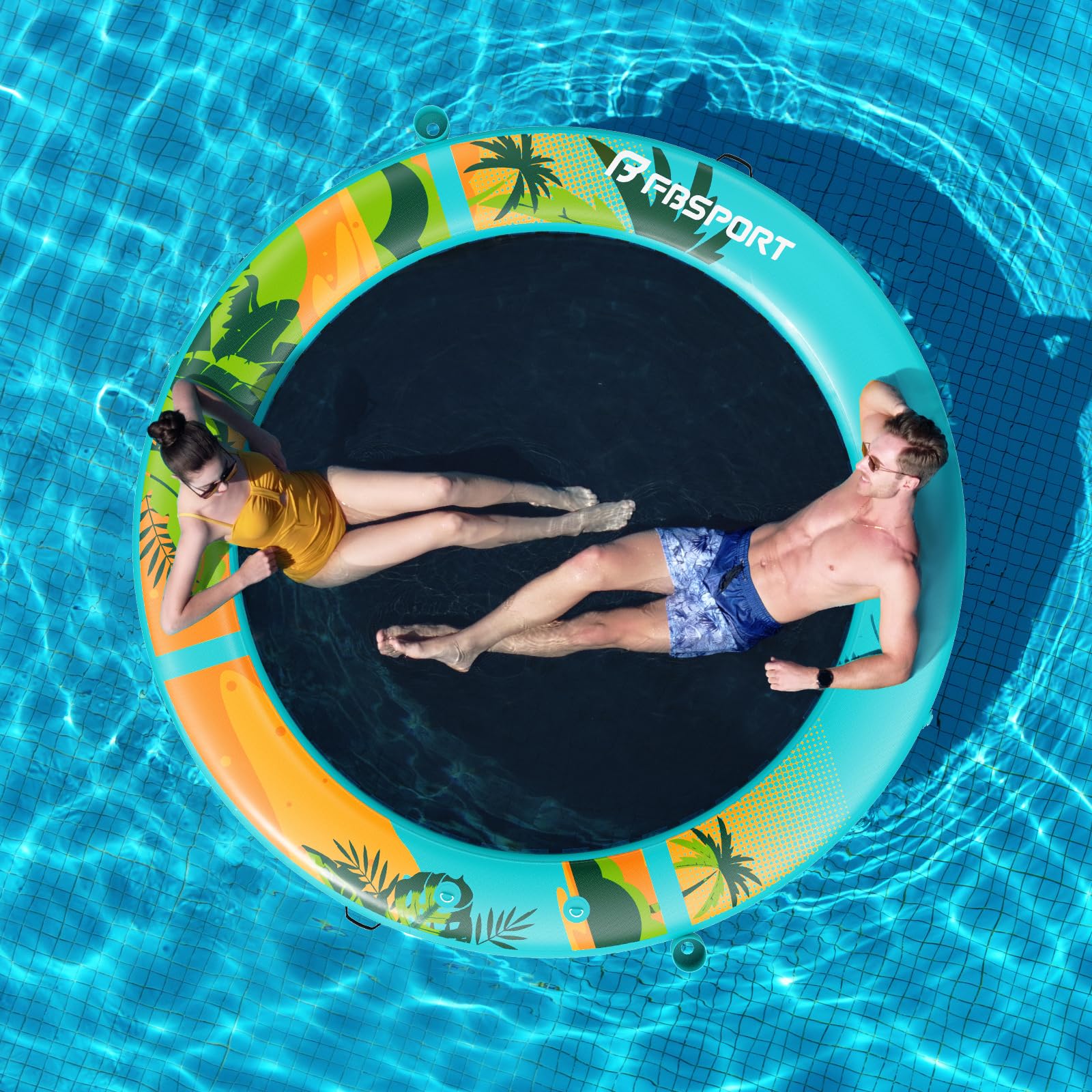 Sunchill Float Platform 240/300 cm Plataforma Flotante Hinchable para 2-5 Personas, Muelle Redondo con Red Reforzada Heavy Duty, Hamaca Acuática, Isla Flotante para Piscina, Playa y Mar