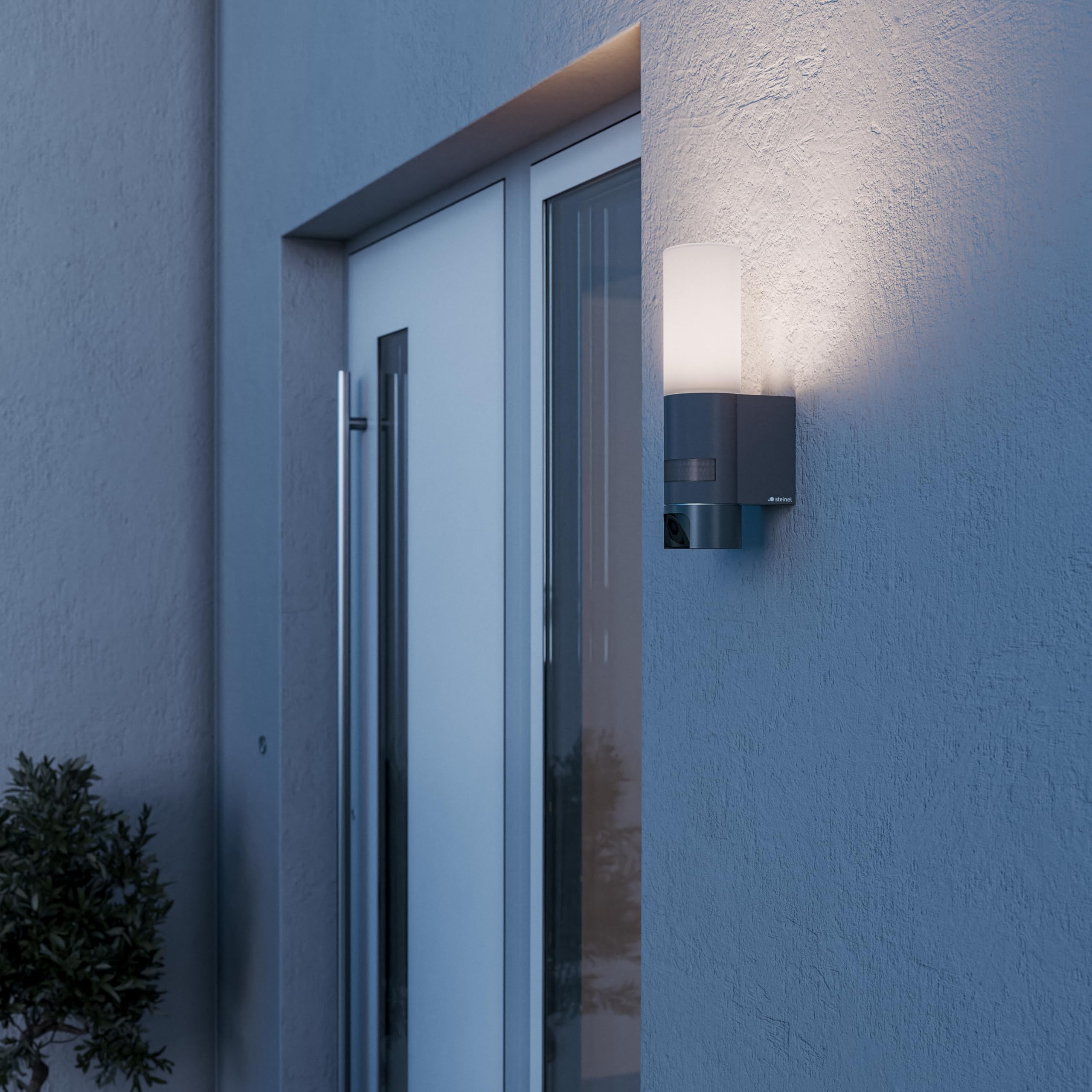 Steinel L 625 CAM SC LED Außenleuchte mit 2K Überwachungskamera, Gegensprechanlage, Bewegungsmelder, Dual-Band Wi-Fi 6, Opalglas, Aluminium, Anthrazit