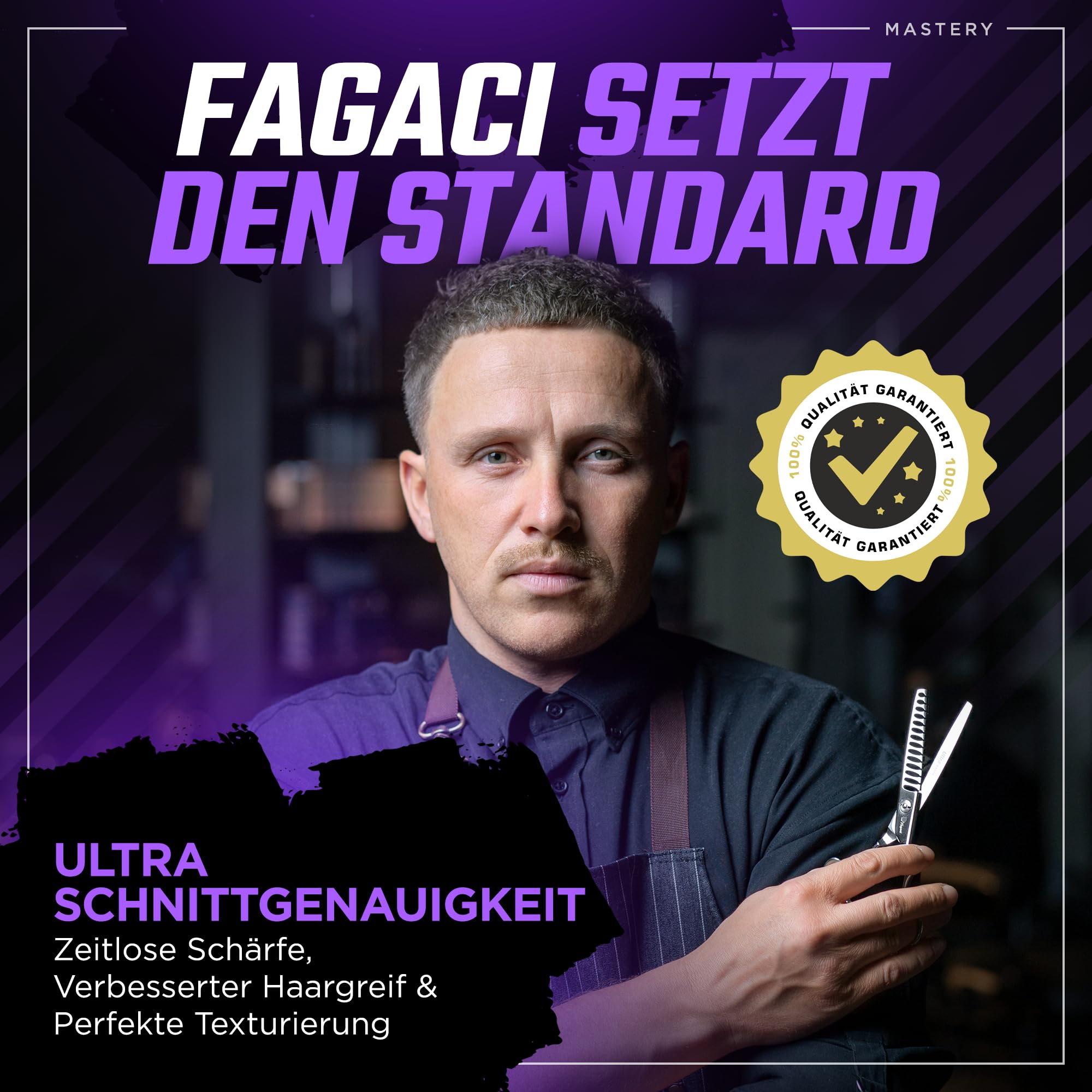 Fagaci Effilierschere Friseur 6 Zoll, T-Zahnung Texturierend 440C | Reduziert das Haarvolumen um bis zu 50%, T-Zahnung für besseren Grip, Mehrstufig geschliffen für dauerhafte Schärfe