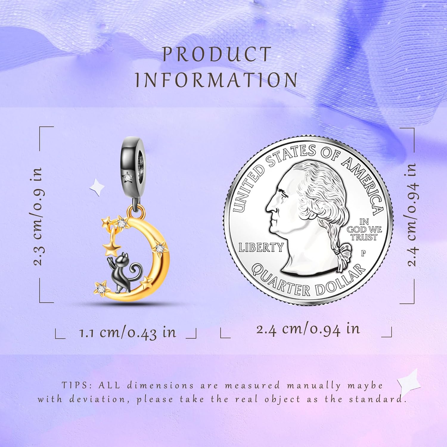 925 Sterling Silver Charms Beads for Bracelets & Necklaces, Black Cat Shaped Cute Crescent Moon Charm Birthday Gifts Pendant Jewelry for Women Men - Image 6