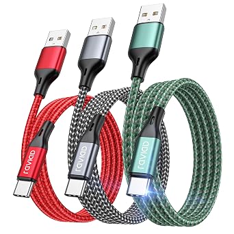 RAVIAD Cable USB C [3Pack 2M] Cable USB C Carga Rapida 3,1A Carga Rápida y Sincronización Nylon Cable Cargador Tipo C para iPhone 16 15 Pro Max, Galaxy S25 S24 S23 S22 S21 S20 A53, Huawei P60