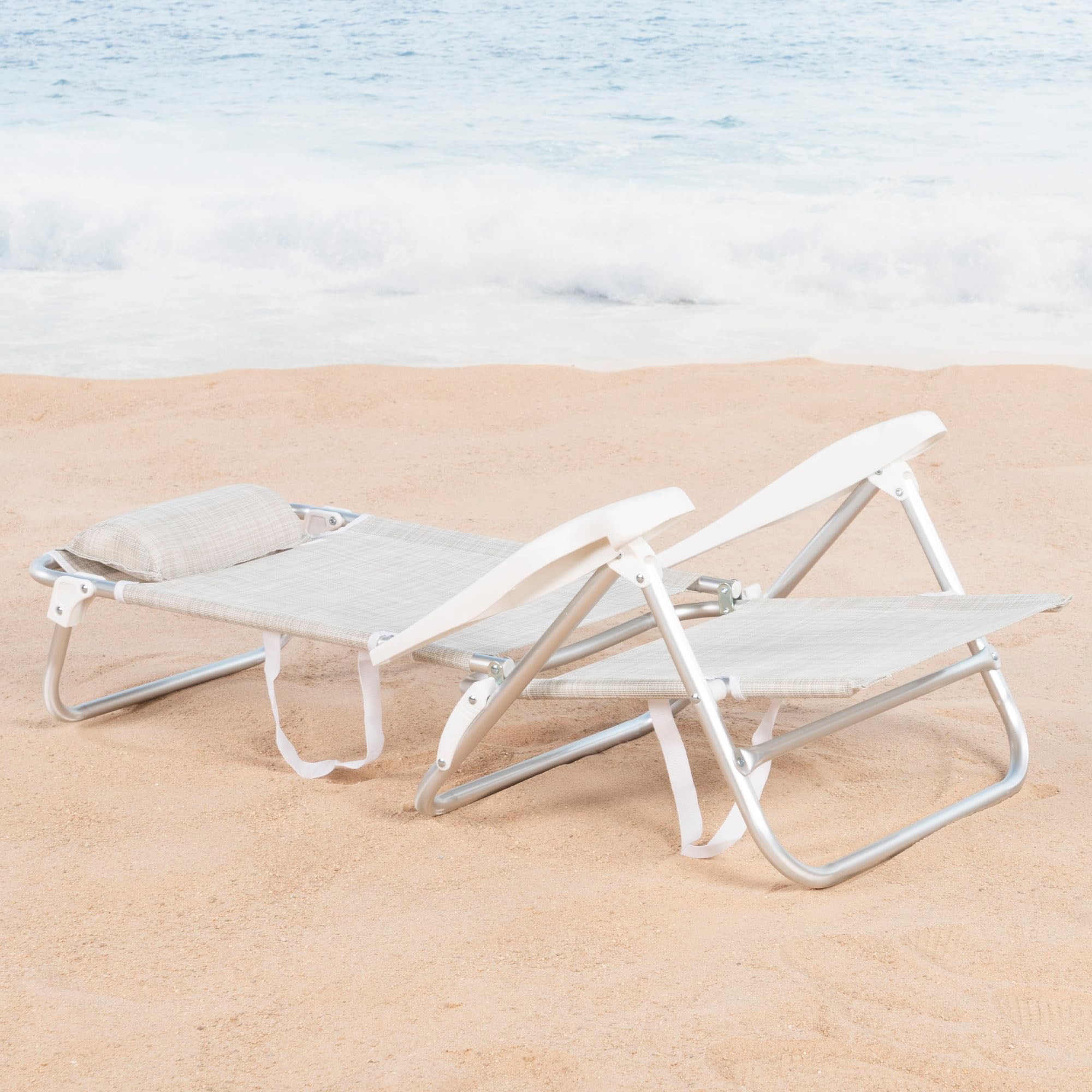 AKTIVE Strandstoel, inklapbaar, 8 standen, blauw, 47 x 49 x