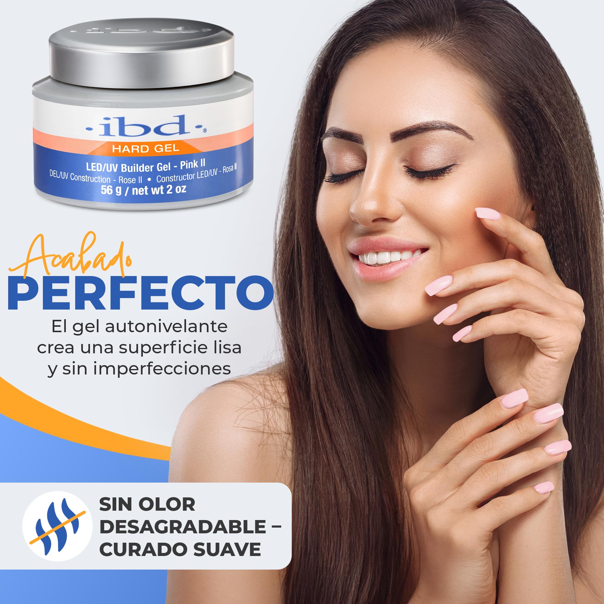 IBD Hard Gel - LED/UV Builder Gel Pink II, 1 pack (1 x 56 g) - MADE IN USA - Construcción de uñas en casa - sin citas y salones de uñas ruidosos