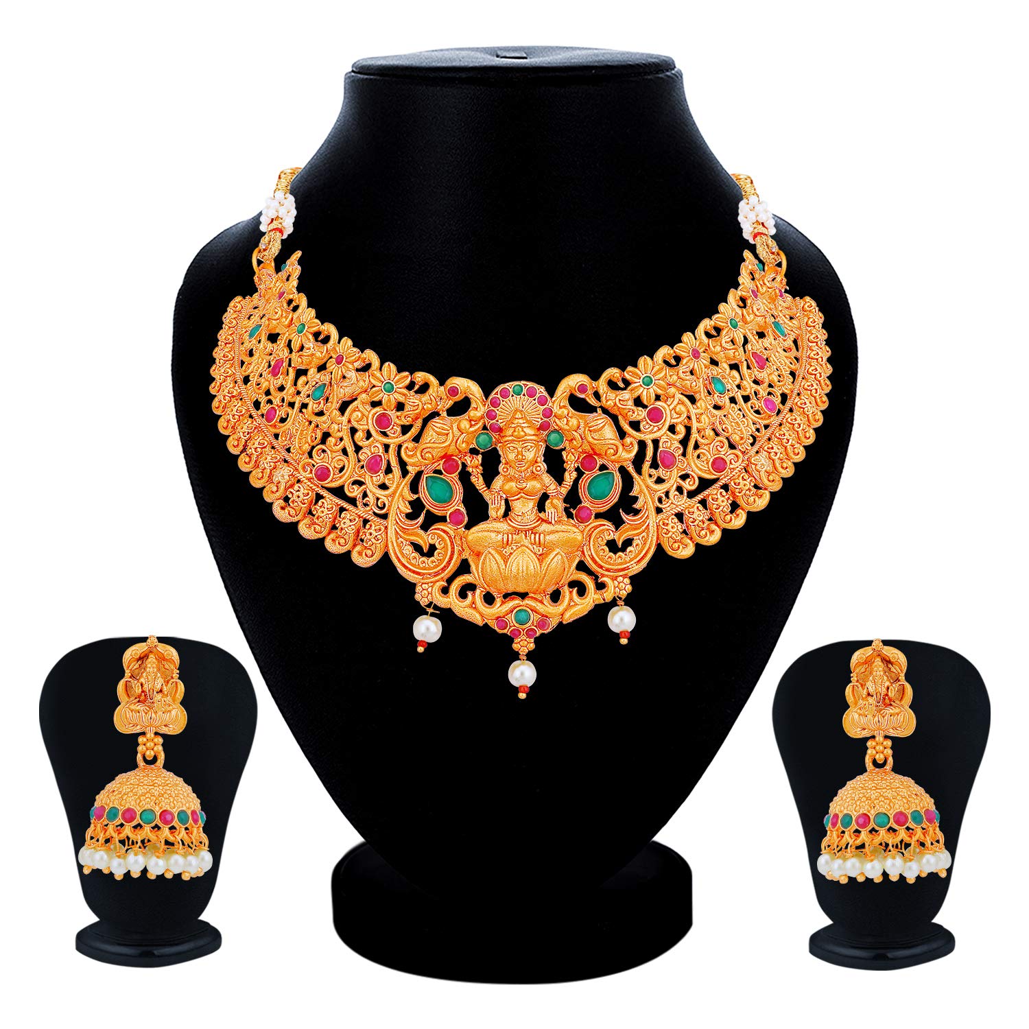 Goddess Laxmi Choker Necklace Set (SKR61671)