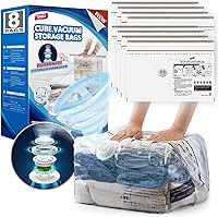 Vista 13 de TAILI 8 Pack Vacuum Storage Bags, Cube Combo Space Saver Bags (3 Jumbo +5 Medium), Vacuum Seal Bags for Clothing, Bedding, Comforters, Blankets