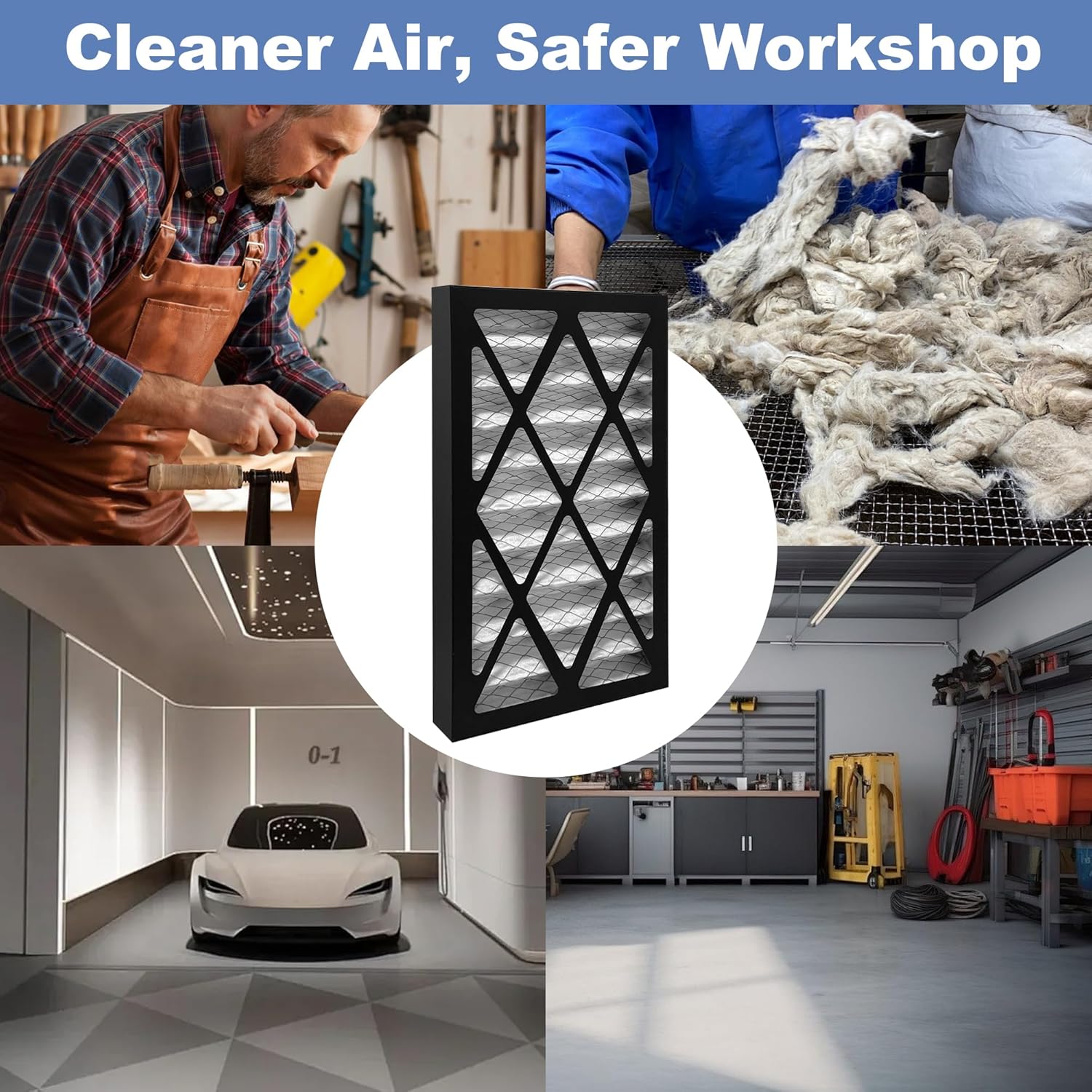 4 Pack 5-Micron Outer Air Filter Replacement Compatible with WEN 3410, POWERTEC AF4000, Shop Fox W1830, Grizzly G0738 Air Filtration System for Workshop, Part 90243-027-2