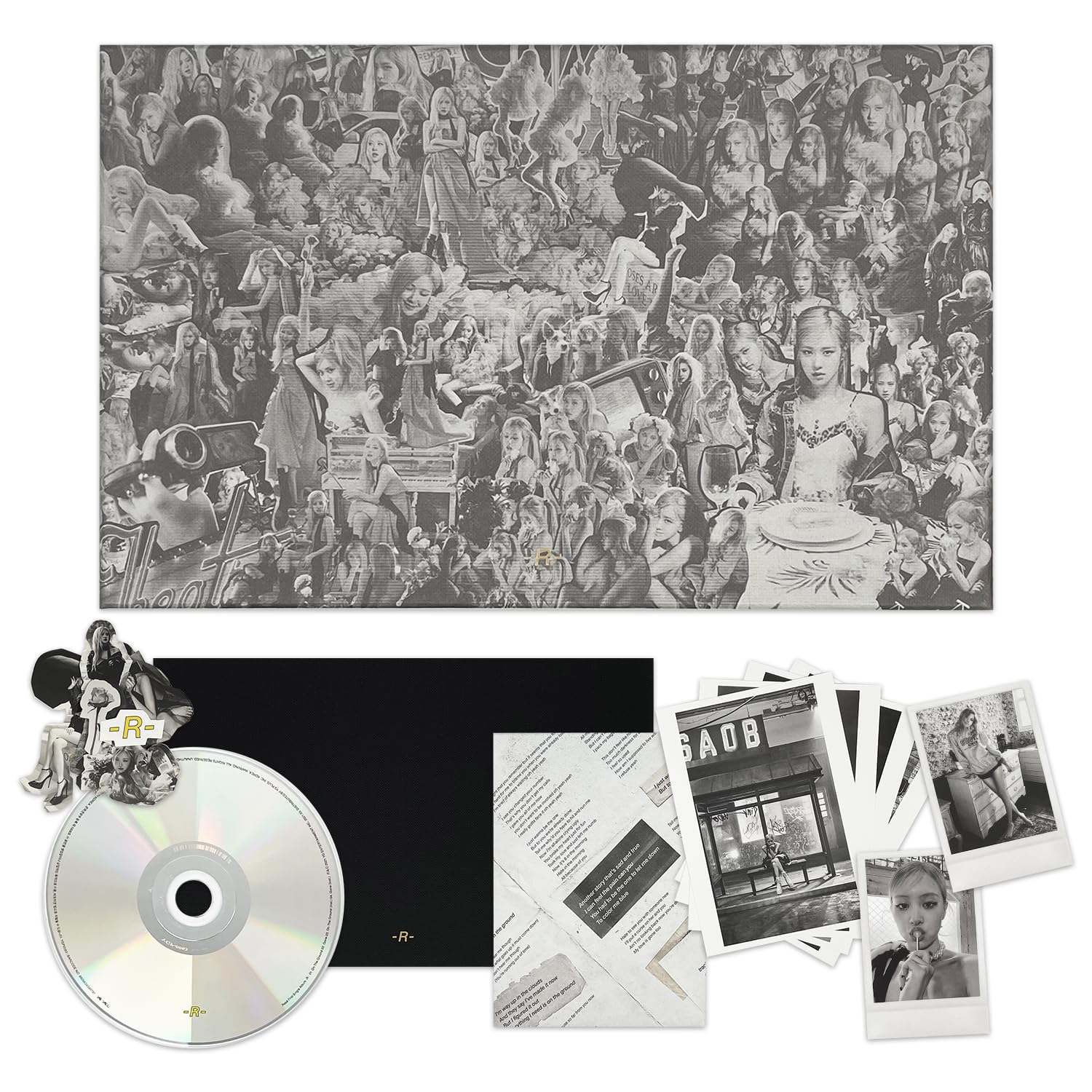ROSE - First Single Album [-R-] Photobook + Lyrics Paper + Postcard + Polaroid + Sticker Set + CD + 2 Extra Photocards