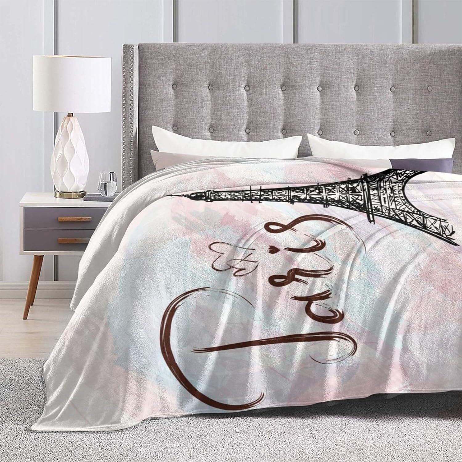 Paris Eiffel Tower Pattern Blanket, Soft Blankets Flannel Bed Throw Cozy Lightweight Plush Gifts for Women Men Boys Girls Sofa Couch Bedroom Living Rooms Warm All Season, Home Decor, 80"x60" - Image 3