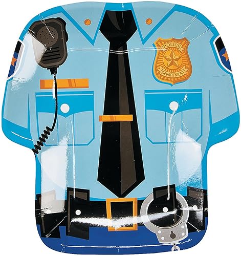 Fun Express - Platos llanos con forma de fiesta de policía para cumpleaños - Suministros de fiesta - Vajilla impresa - Platos y cuencos impresos -