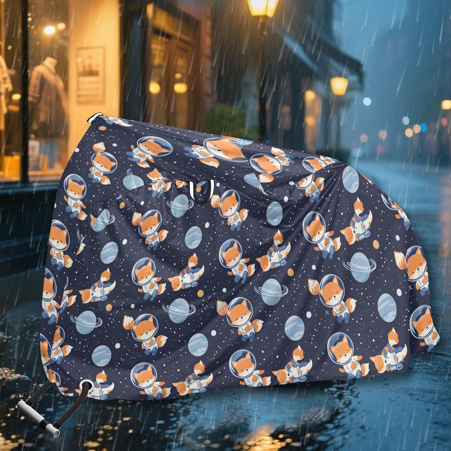 ALAZA Astronaut Fox Bike Cover Waterproof Outdoor Ebike Bicycle Covers Tarp Protection for 1/2 Bikes, Sun UV Dust Wind Proof