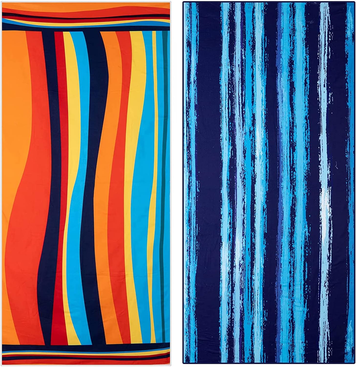 Microfiber Beach Towel Oversized, 2 Pack Large Beach Towel 80"x36", Quick Dry Beach Towel, Highly Absorbent Travel Towels for Swimmers Beach Towels for Pool Bath Beach Towels for Adults Women Men Boys