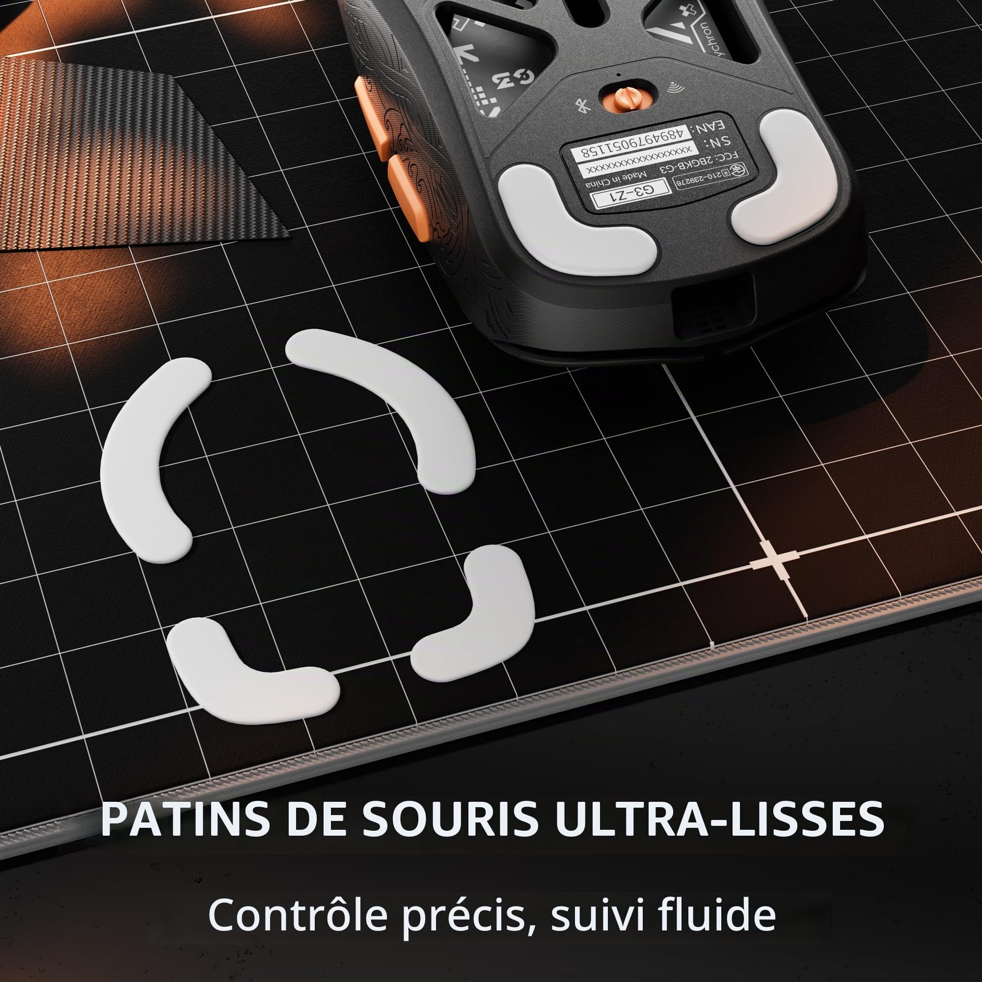 Keychron G3 8K Souris Gaming en Fibre de Carbone, Ultralégère 44g, 8000 Hz, 2,4 GHz/BT 5.3/USB-C, PixArt 3950, 30000 DPI, 160 Heures d‘Autonomie, 5 Boutons Programmables, Idéale pour l'e-Sport et FPS