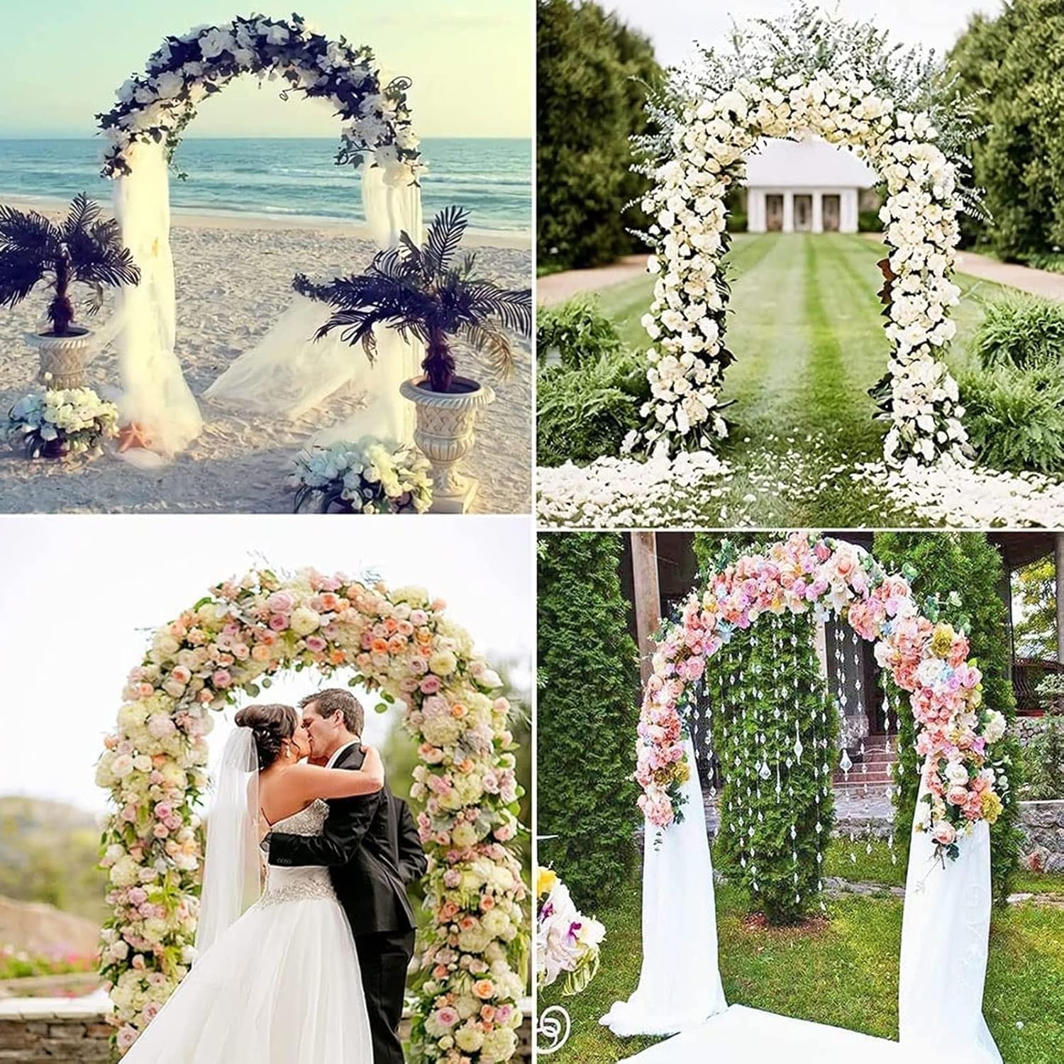 Garden Arch Trellis for Climbing Plants, Green Metal Rose Arbor Support, 2x2.3m Outdoor Archway for Lawn, Backyard, Wedding Decor, Flower Climbing Rack