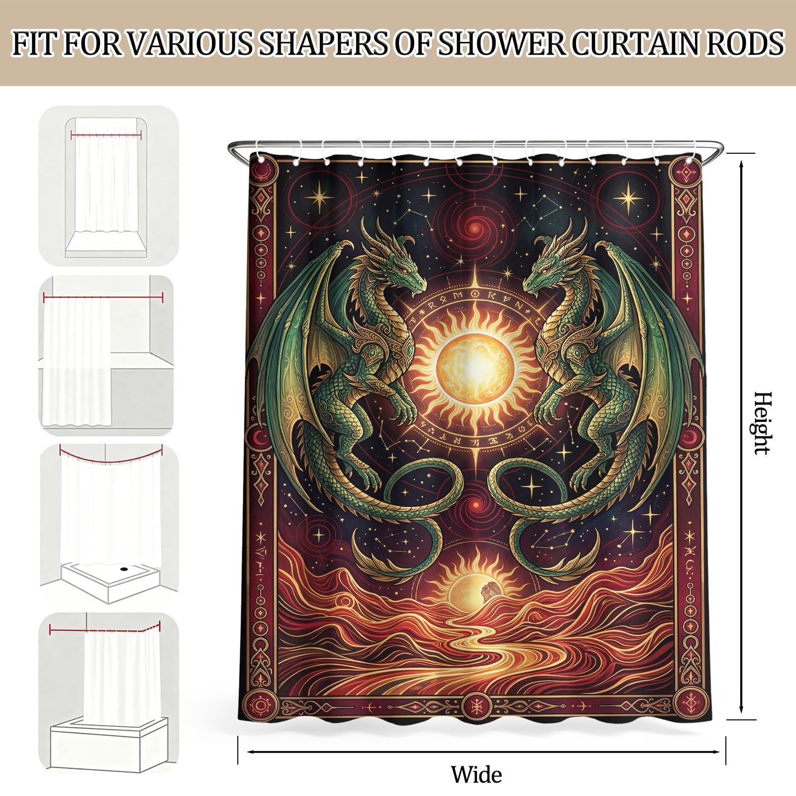 Generisch Drache - Tenda da doccia, 200 x 200 cm, colore: marrone