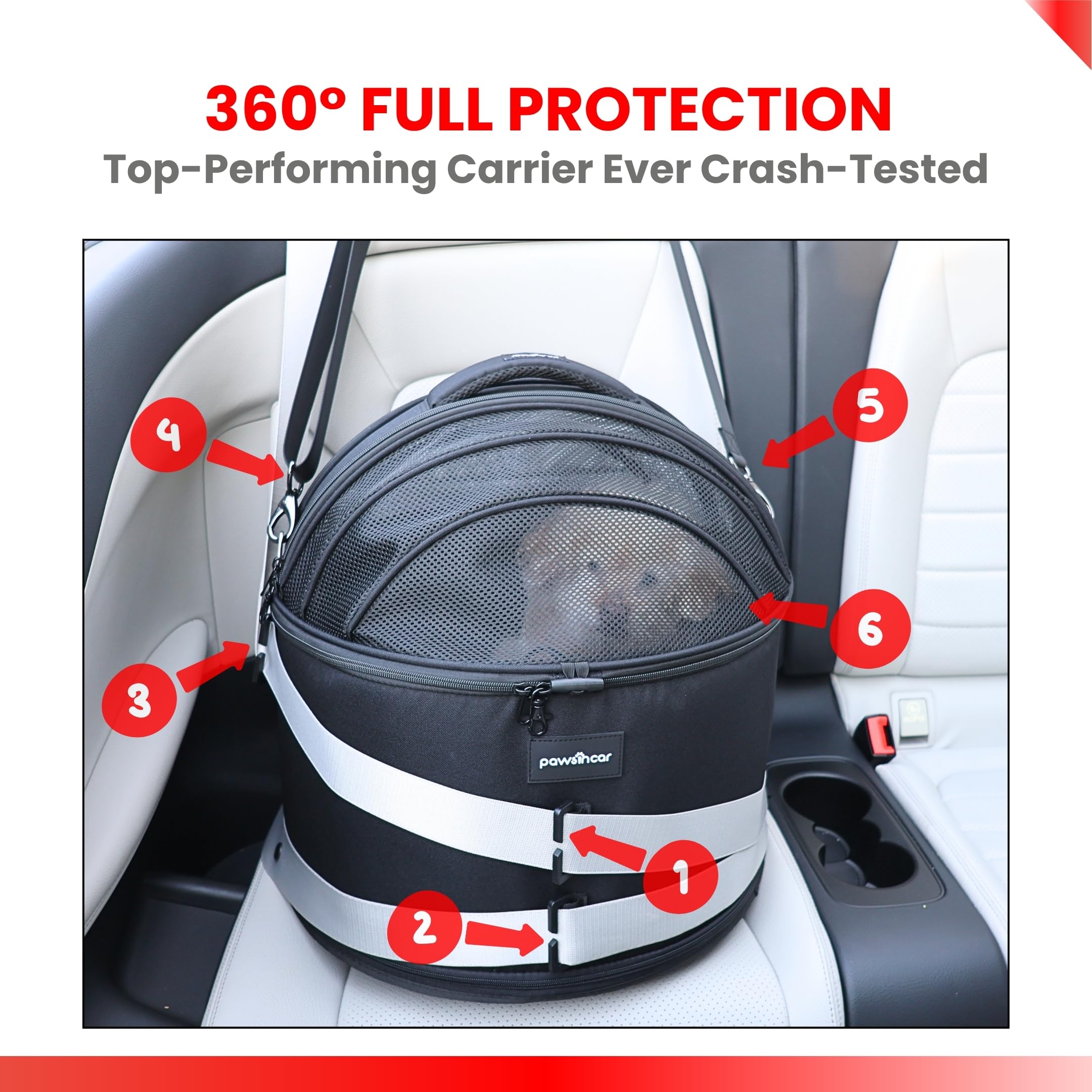 Asiento de coche portátil 3 en 1 para perros pequeños, cama para gatos y transportador de mascotas, certificado CPS para protección contra choques y viajes seguros (negro)