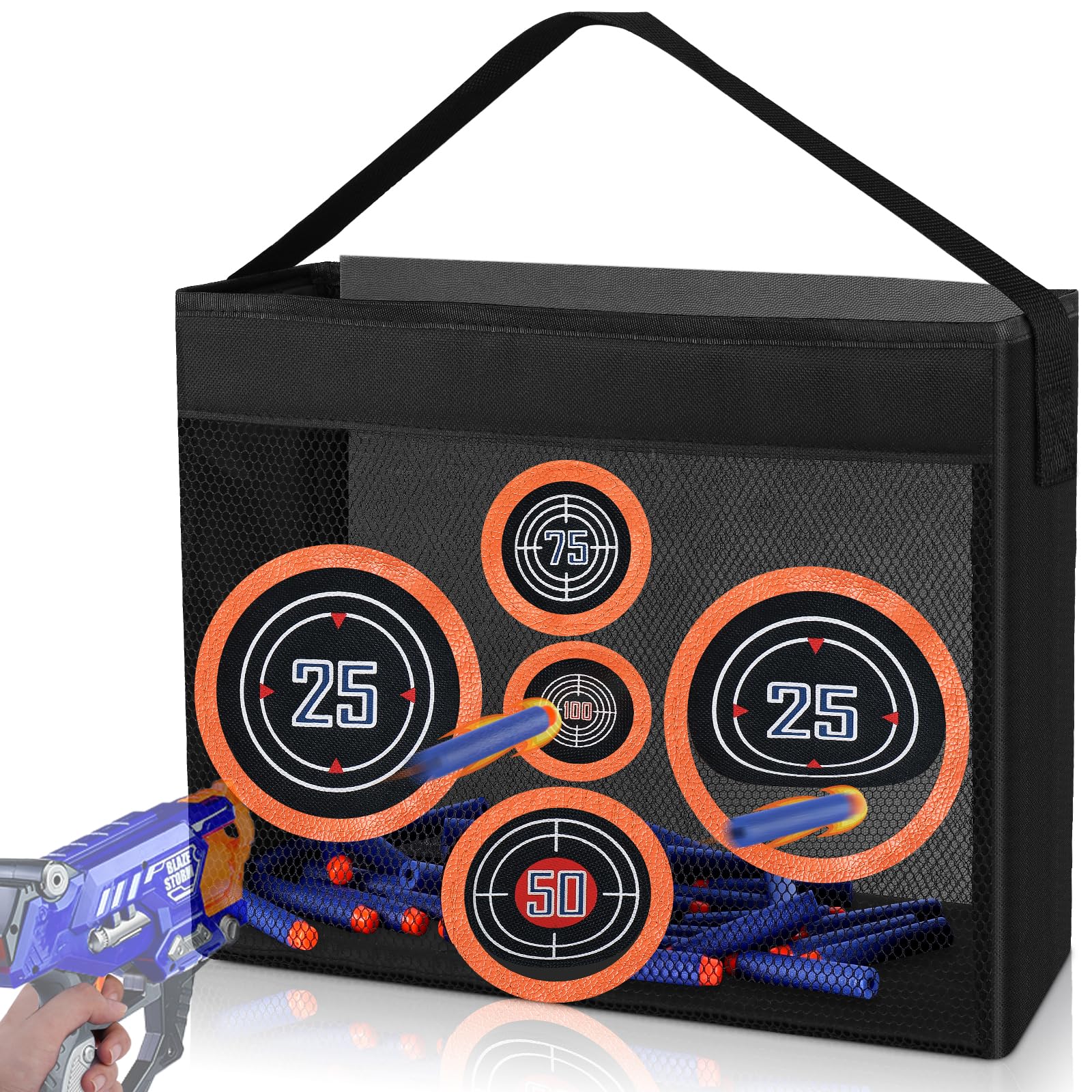 Toy Target Fits for Nerf Guns, Portable and Foldable Net Taget for Shooting Practice, with Mesh Netting for Outdoor or Indoor Play, Birthday or Party Gift (Target ONLY)