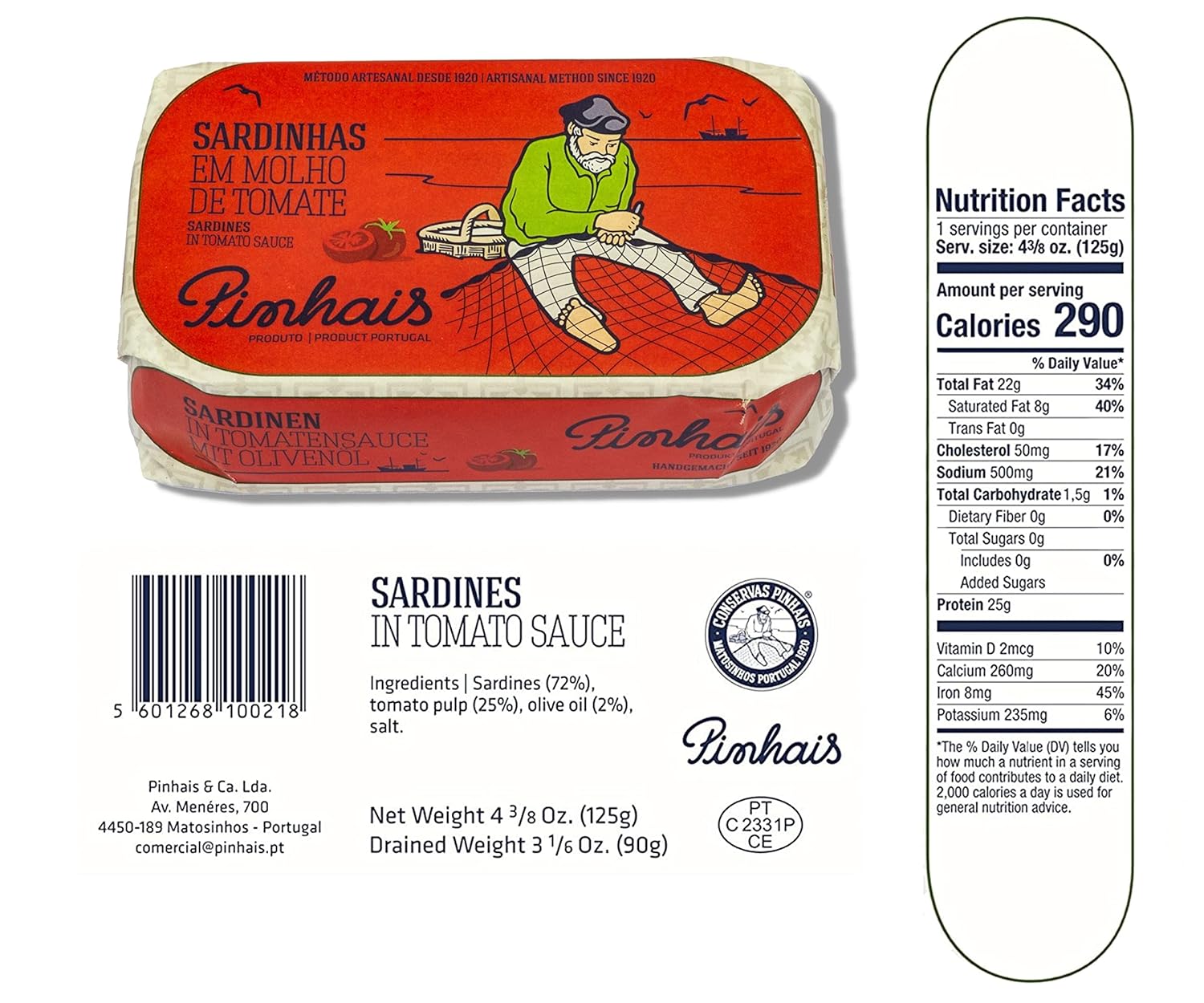 Pinhais Sardines Variety Pack – 4.4 oz Cans – 4 Flavors: Olive Oil, 1 Regular & 1 Spicy, Tomato Sauce – 1 Regular & 1 Spicy Wild-Caught Portuguese Canned Fish (Total Count of 4) - Image 5