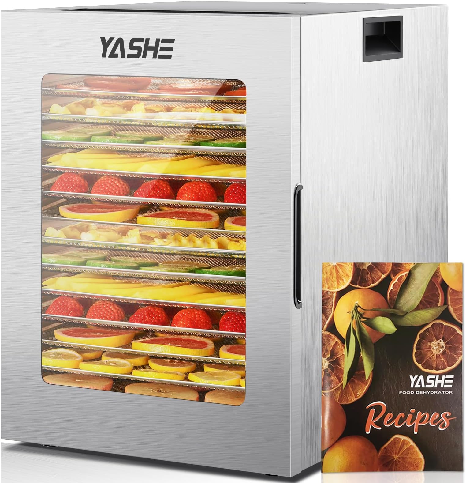 Food Dehydrator Machine, 14 Stainless Steel Food Dryer, 10 Presets, 48H Timer and Temperature Control, 850W Dehydrators for Food and Jerky, Herbs, Meat, Fruit, Dog Treats, Recipes Book Included