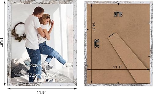 Miniatura 3 de Edenseelake Juego de 15 portarretratos de 11 x 14 pulgadas, marco de madera blanca envejecida de 11 x 14 pulgadas para pared o mesa