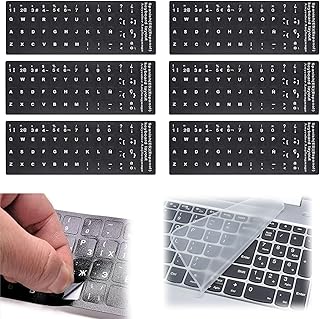 Replacement Spanish Keyboard Stickers, Universal Replacement Keyboard Stickers, Keyboard Stickers for Laptop Computer, Bla…