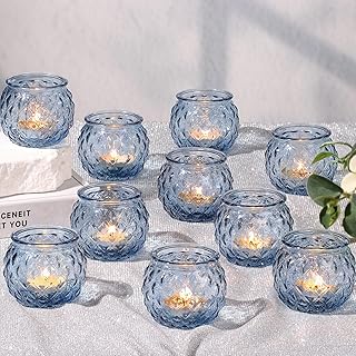 25 Blue Candle Holder Decor Ideas That Feel Calm and Chic 35 DARJEN Blue Votive Candle Holders Set of 24- Round Glass Candle Holders ...