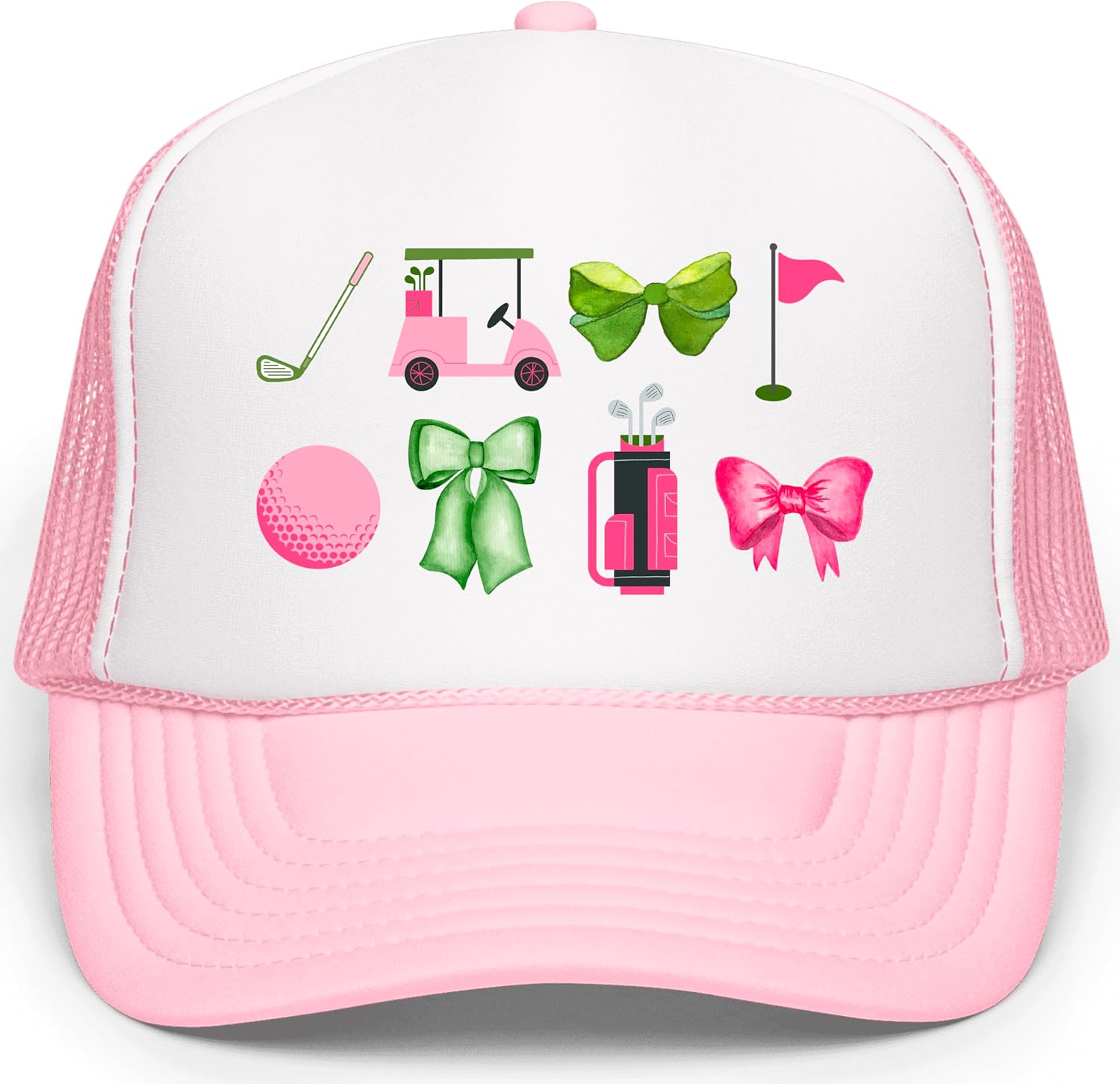 Girly Golf Themed Graphics Women's Hat Classic 5 Panel Mesh Snap Back Trucker Hat