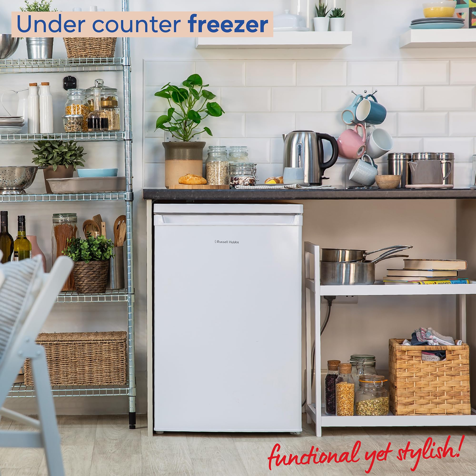 Russell Hobbs Under Counter Freezer 91 Litre Capacity 55cm Wide with Adjustable Thermostat & Feet, 3 Freezer Drawers, Reversible Door, White, 2 Year Guarantee RH85UCFZ552E1W - 3