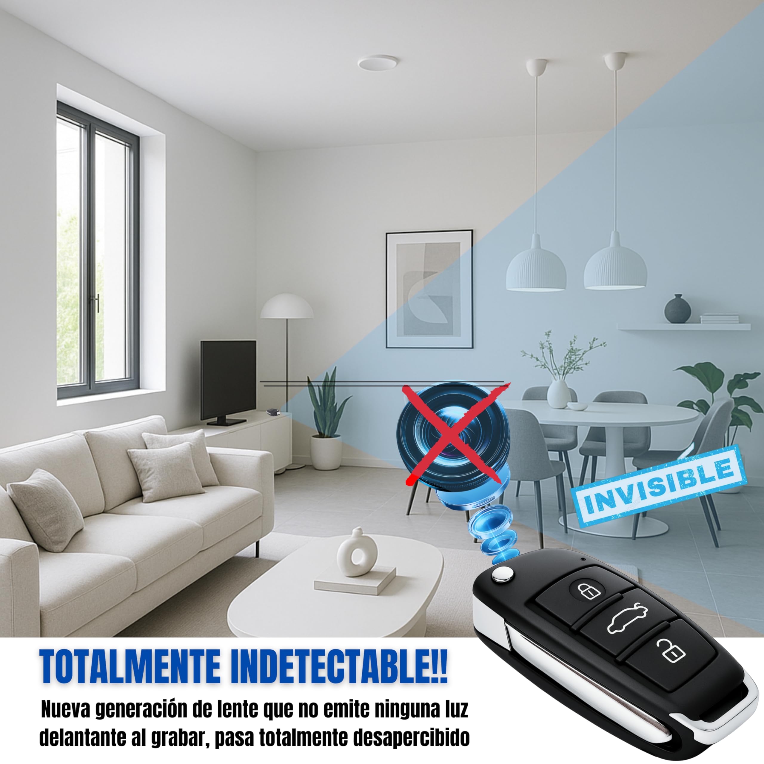 Mini Camara Espia Oculta Camuflada en Llave de Coche, sin Luz al Grabar (FULL PACK 2MP Super HD con MicroSD 32GB, LECTOR LED, OTG para Ver en Móvil y Carga USB-C)Sensor de Movimiento y Visión Nocturna - 2