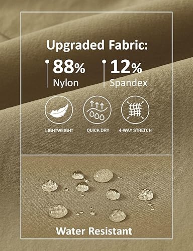 Miniatura 4 de TBMPOY Pantalones de viaje ligeros para hombre, 5 bolsillos con cremallera, elásticos, de secado rápido, pantalones de trabajo tipo cargo