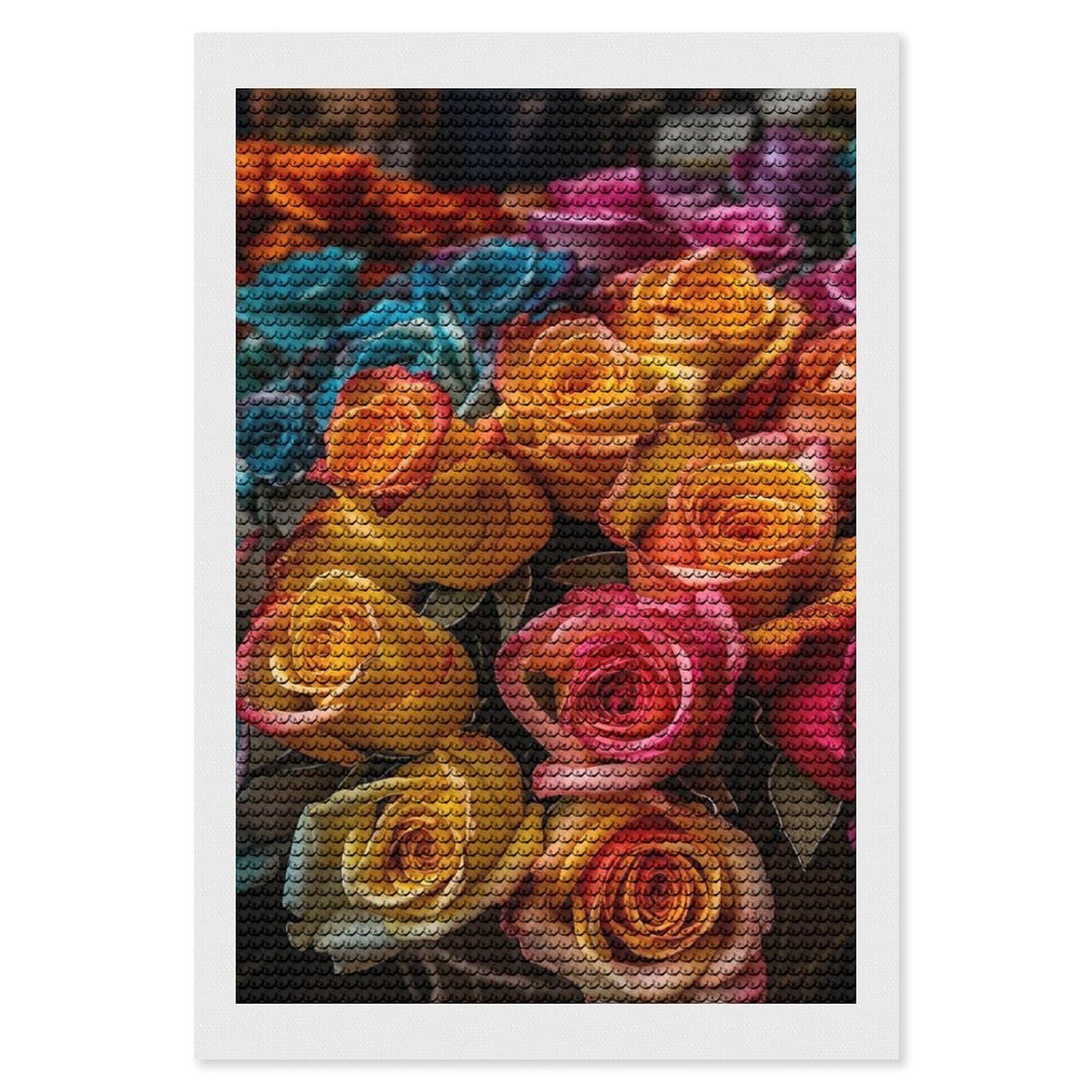 Many Roses Diamond Art Kits for Adults, DIY 5D Diamonds Painting Kits for Beginner, Round Full Drill Diamond Dots Painting, Diamonds Pictures Gem Art and Crafts Wall Decor 8"x12"