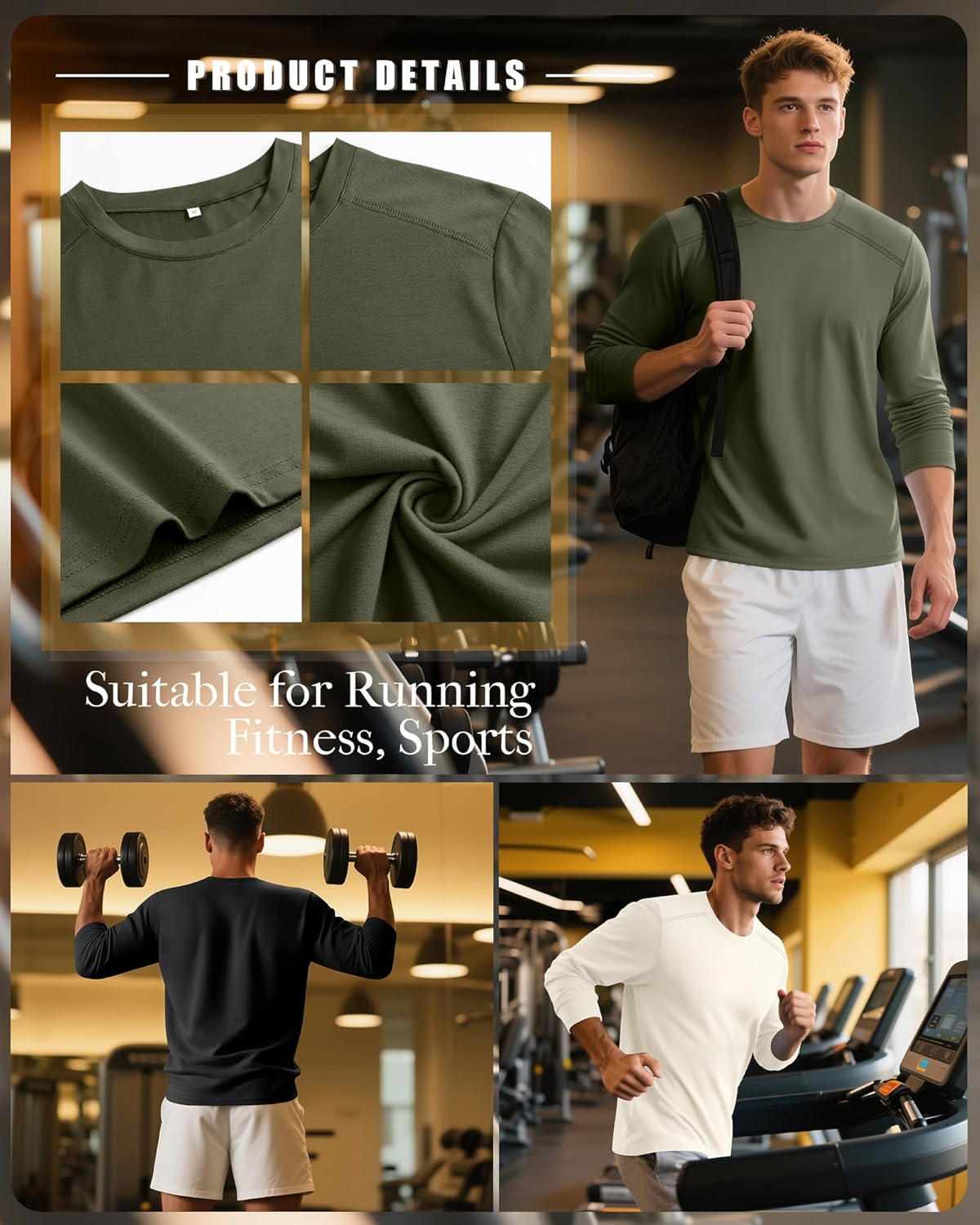 4 Pack Men's Big and Tall Shirts, Long Sleeve Crew Neck T Shirts Basic Casual Fall Tops Trendy Muscle Tees - Image 4