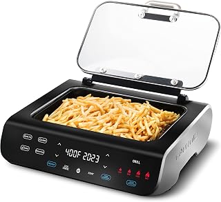 Gourmia FoodStation 6-Quart Smokeless Indoor Grill & Air Fryer - Smoke Extracting Tech, Nonstick Korean BBQ Style