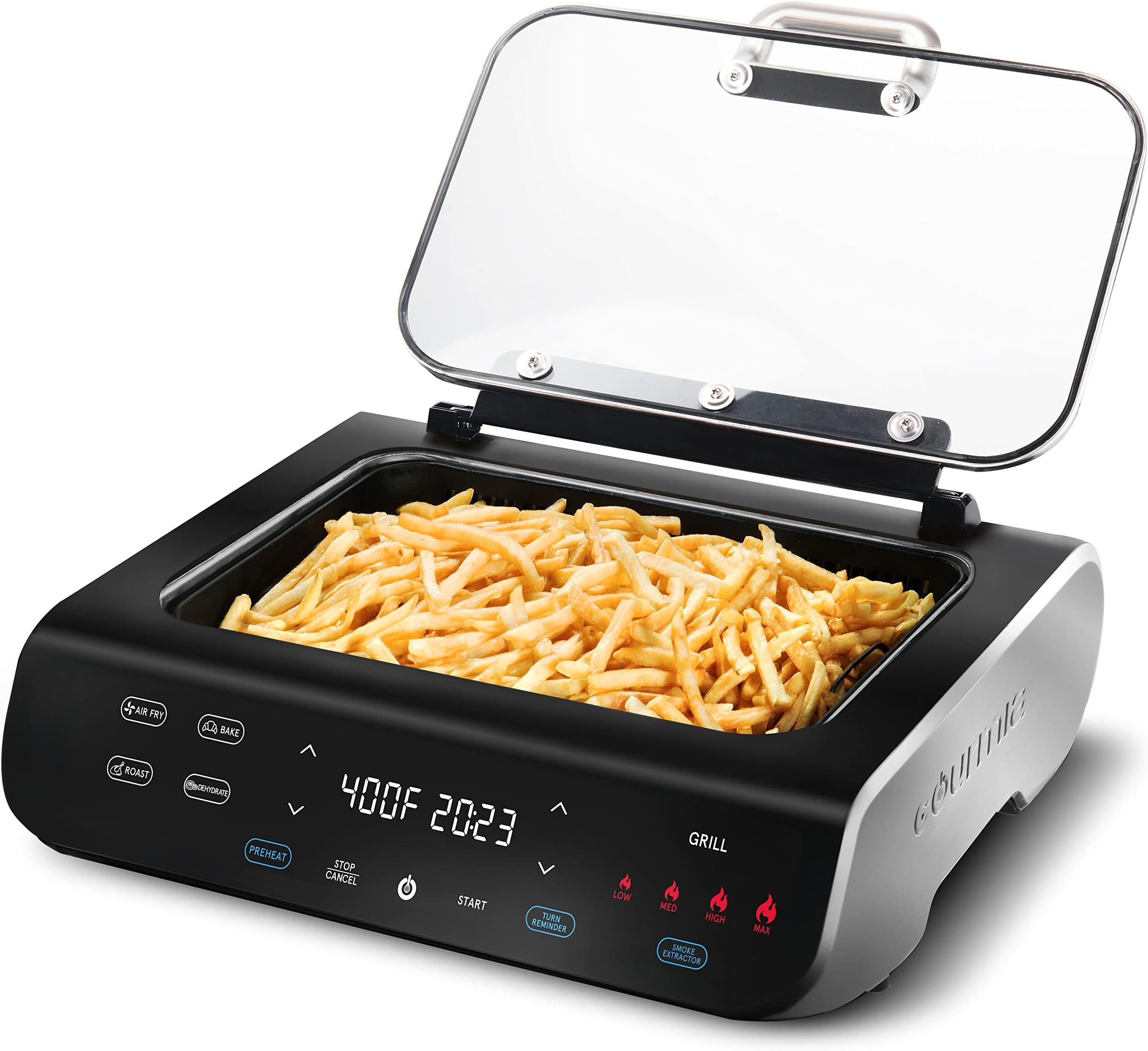 Smokeless Indoor Grill & Air Fryer raclette grill with Smoke Extracting Technology for indoor grill Extra-Large Nonstick Cooking electric grill indoor Korean BBQ Style 6 Quart FoodStation™