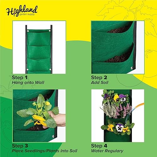 Miniatura 3 de Jardinera vertical colgante para jardín, 7 bolsas, bolsa de flores, maceta de pared para interiores, para colgar hierbas, jardín, pared, bolsillo