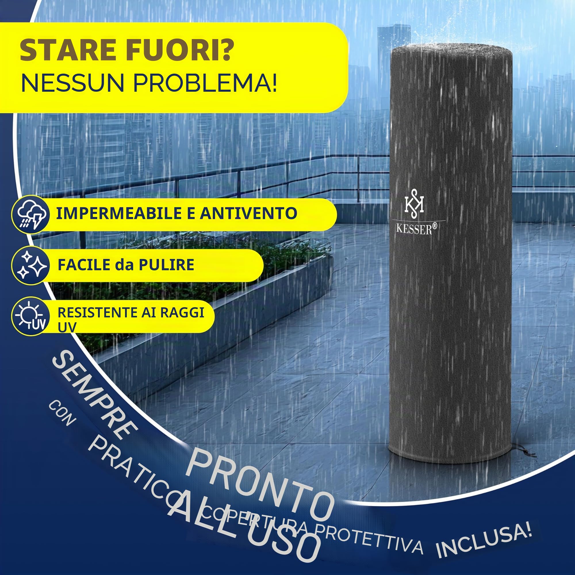 KESSER Riscaldatore radiante a gas Fungo 12,5 kW Stufa da esterno Nero