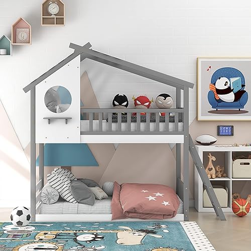 HYC Literas de madera para casa literas de piso individual sobre individual literas de madera para niños literas para niños pequeños con techo disponible en Yaxa Colombia