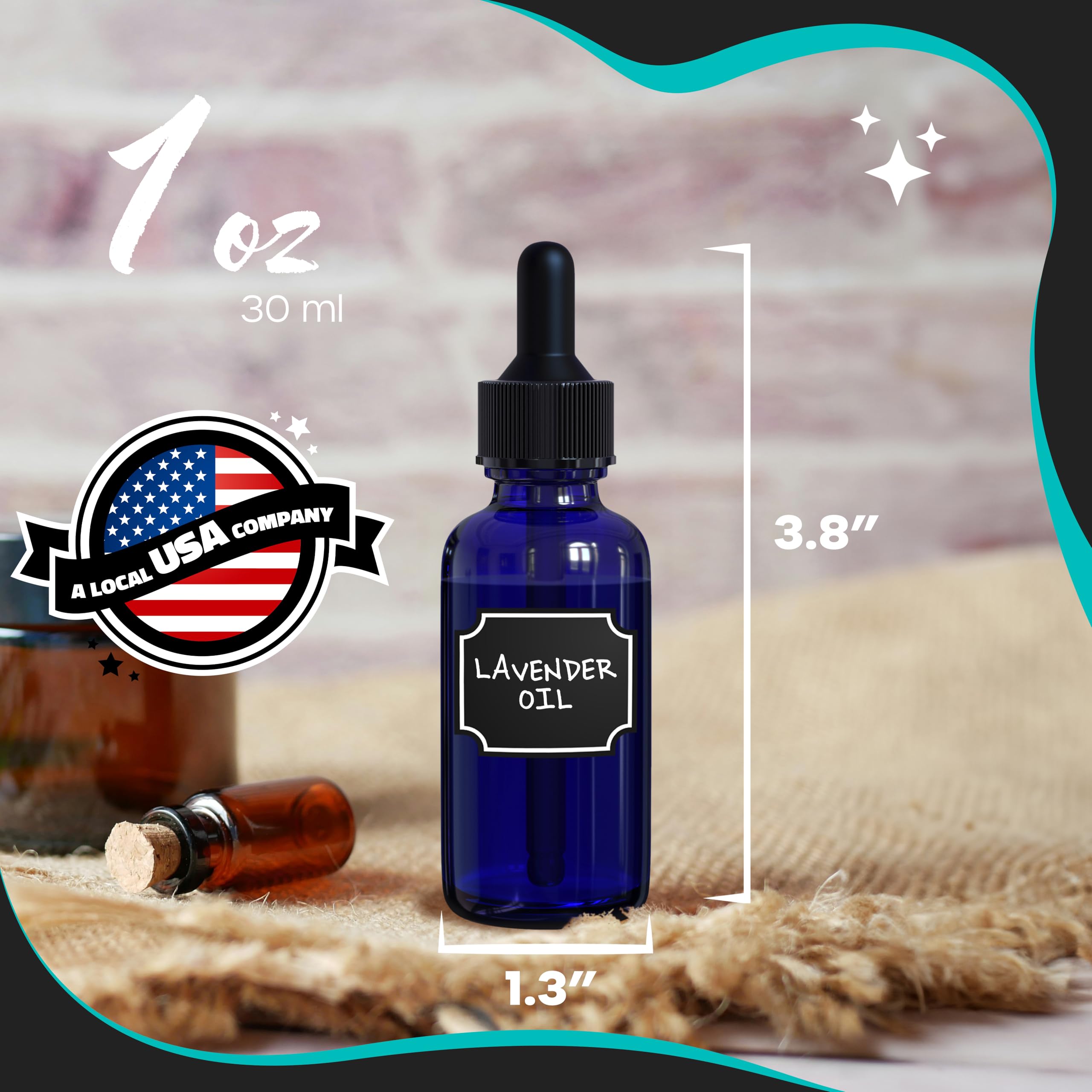 Nevlers 48 botellas cuentagotas de vidrio azul cobalto de 1 onza | Botellas cuentagotas de 30 ml sin fugas | Botellas oscuras pequeñas versátiles con cuentagotas para aceites, botellas de tintura con