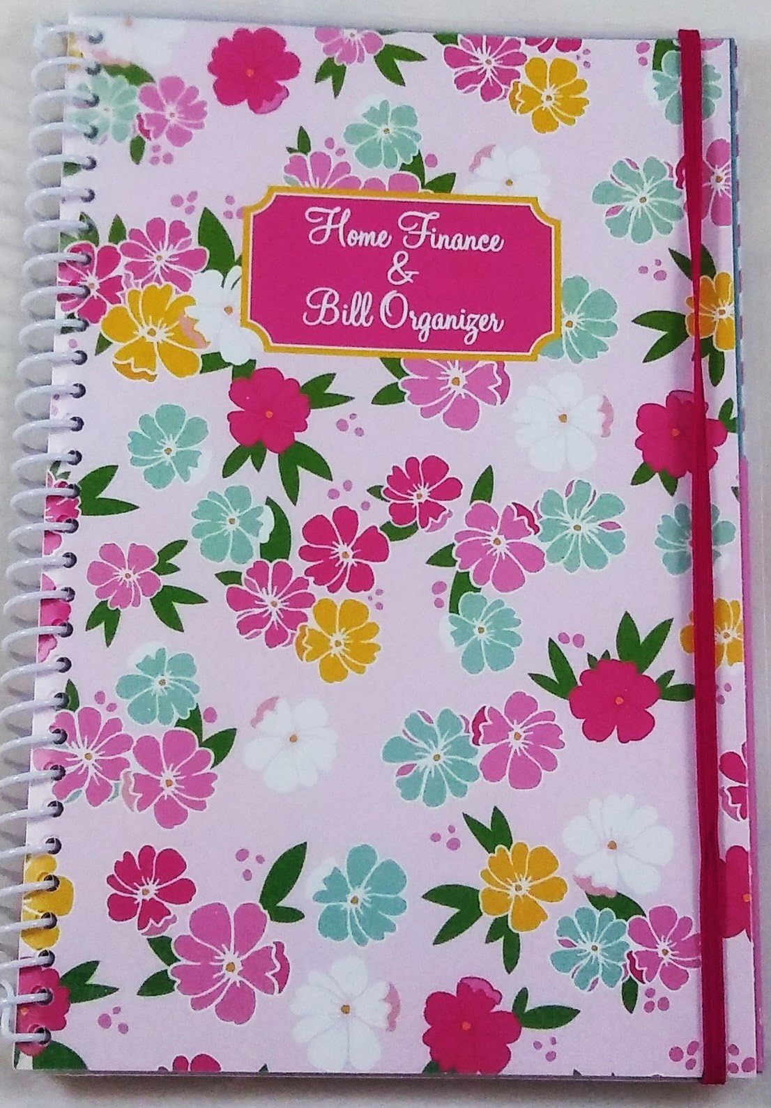 Home Finance & Bill Organizer with Pockets (Pink Flowers)