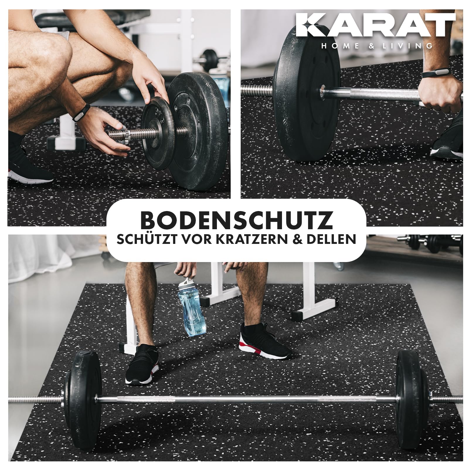 KARAT Tapis de protection de sol pour appareil de fitness - Tapis de course - Tapis de course - Tapis multifonction - Tapis d'entraînement - Tapis anti-vibrations insonorisant et amortissant les chocs