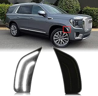 Smoked Lens LED Side Marker Lamp Compatible with 2021-2023 Yukon/Yukon Denali/Yukon XL/Tahoe/Escalade/Suburban/Escalade ESV Driver Passenger Sidemarkers Lamp White Front Turn Singal Lights.