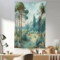 Vista 208 de Ambesonne Tapiz de naturaleza, silueta de oso salvaje en el bosque de la selva en la noche oscura, ilustración para colgar en la pared para Verde