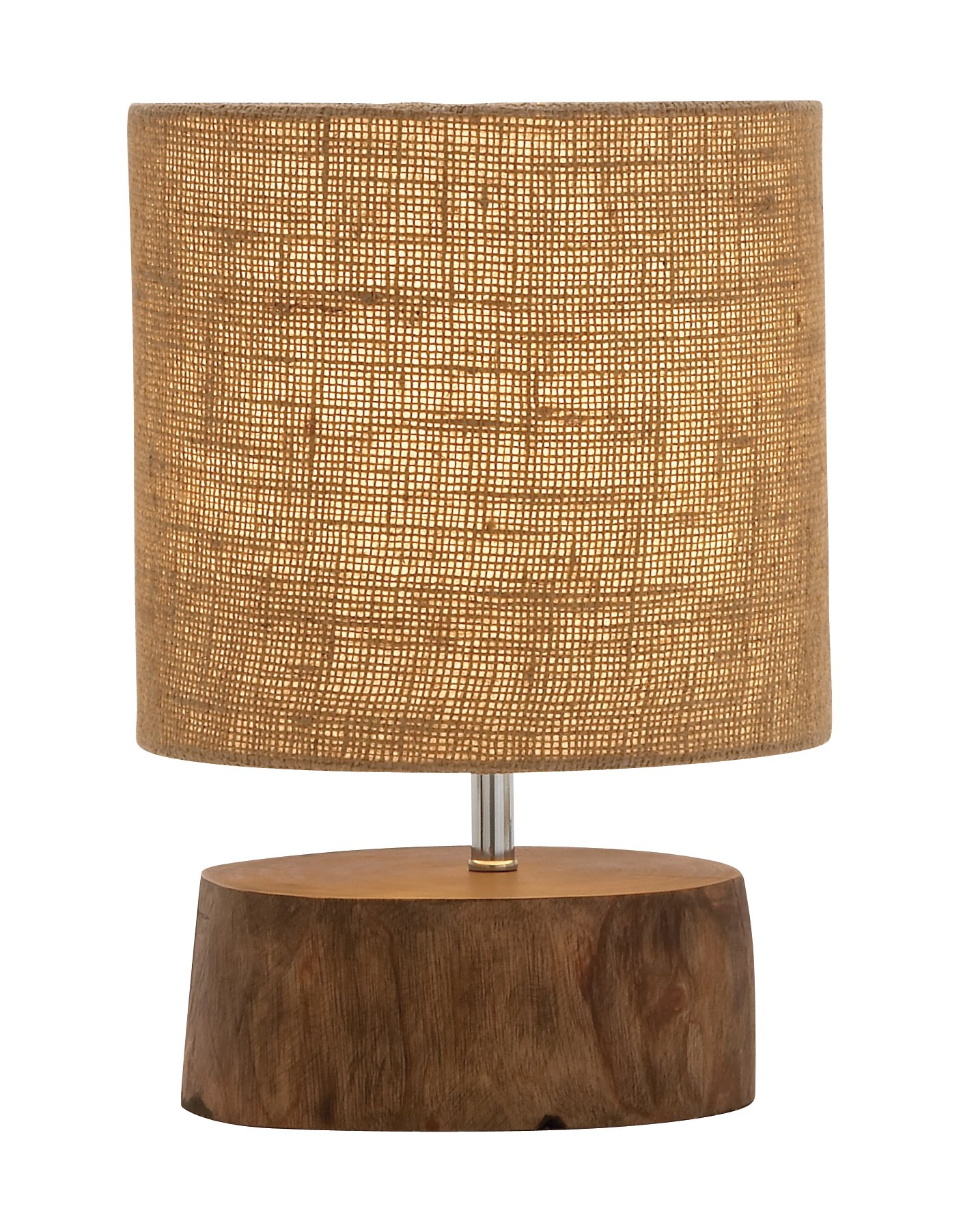 Deco 79 Rustic Wood Round Table Lamp, 10" x 10" x 14", Brown