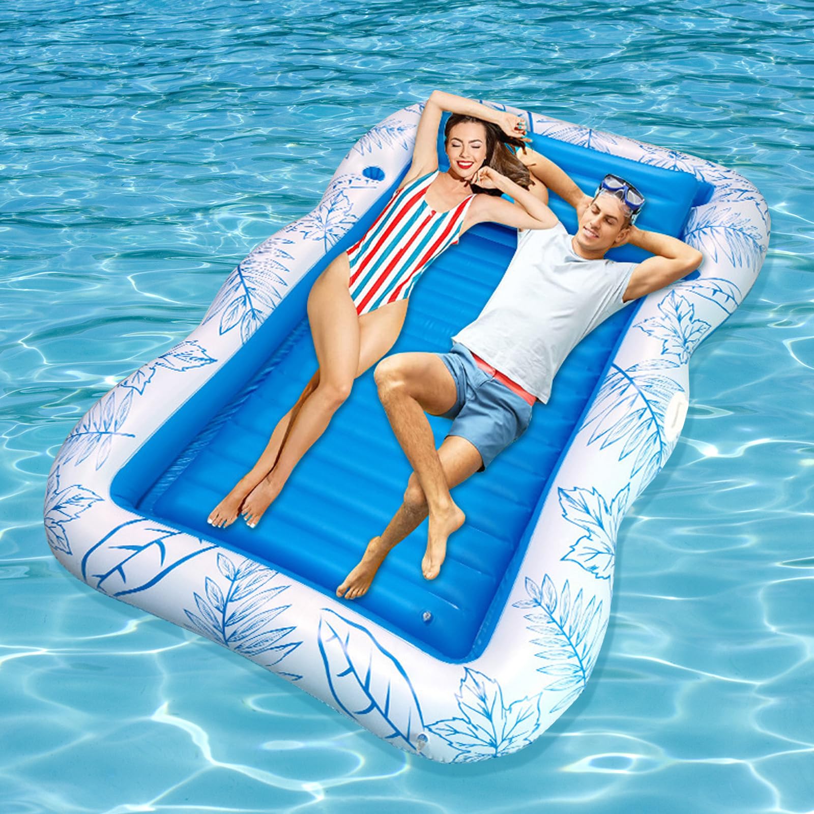 Colchoneta Hinchable Piscina,Flotador Inflable Piscina Grande,228x173cm,con Respaldo,Portabebidas,Colchoneta Hinchable Piscina Adultos,para Adultos Piscina Playa Fiestas Verano