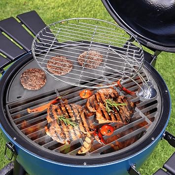 GRISUN 19.5 Cast Iron Upgraded Round Grill Grates for Akorn Kamado Ceramic Grill, Pit Boss K24, Louisiana Grills K24, Char-Griller 16620, Cooking Grates Griddle Combo for Grilling and Griddle