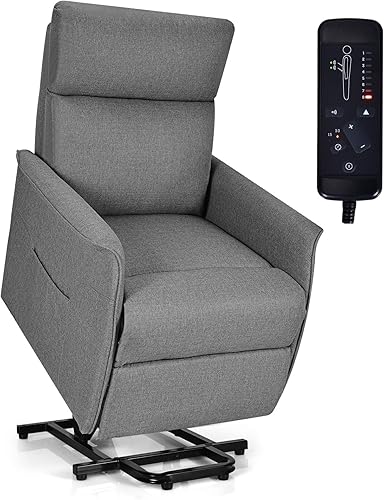 Giantex - Silla reclinable de masaje para personas mayores tela suave cojín acolchado pesado control remoto asientos de cine en casa salón con