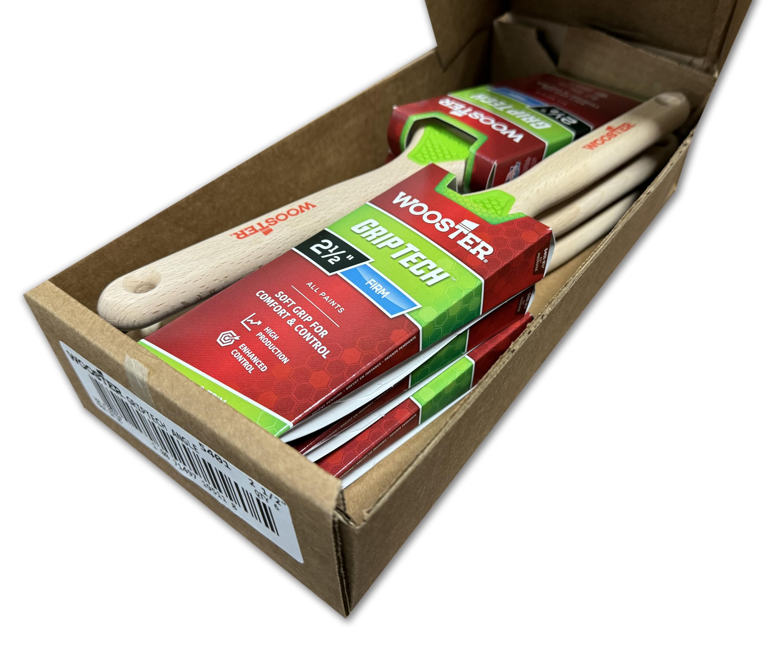 6-Pack of 2-1/2” Wooster 5401 GripTech Angle Paint Brush, Sash