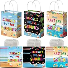 Pasimy 48 Pack End of Year Gift Bags Bulk School Summer Party Favors School's out for Summer Candy Goodie Bags with Handle Happy Last Day Wrapping Supplies Beach Pool Classroom Tropical Party Gifts
