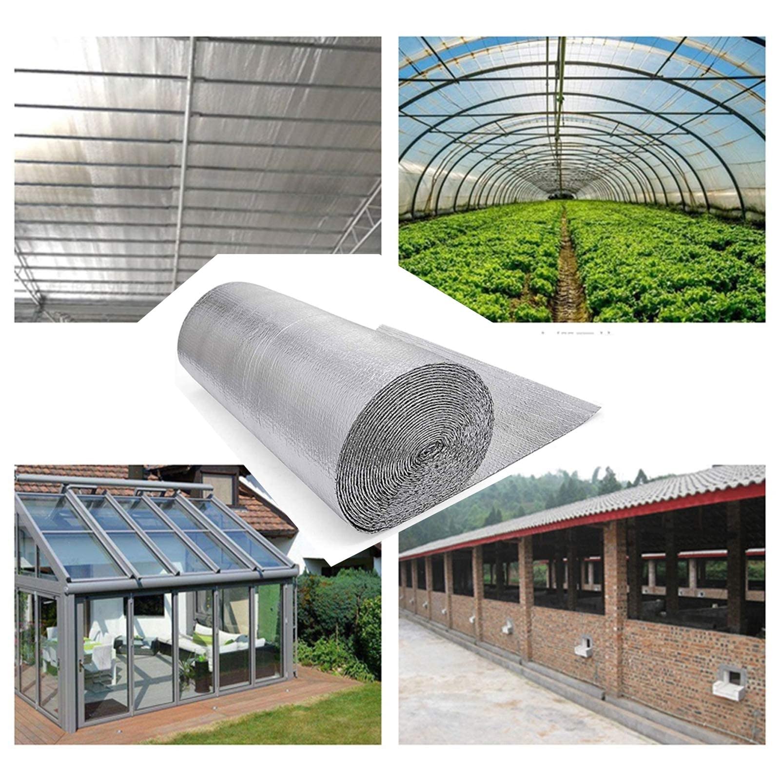 Autoadesiva Isolante Termico Doppio Foglio Isolante in Alluminio A Bolla Singolo Strato Rotolo Isolante 3-4mm Pannello Termoriflettente per Termosifoni (Size : 1mx10m)